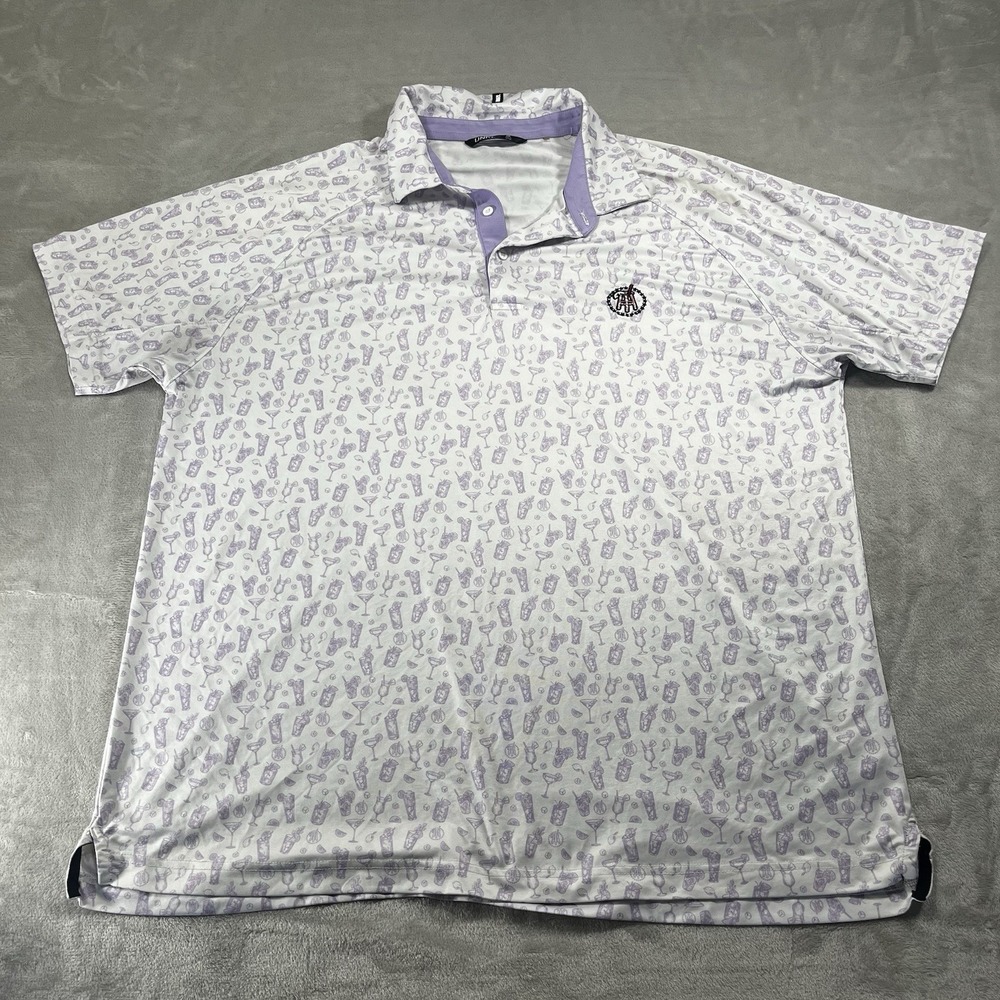 UNRL Barstool Sports Polo Men's Sz 2XL Cocktail Logo Polyester Athletic White